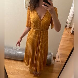 SEZANE - Florencia Polka Dot Dress in Saffron, Size 38 (US 6/M) +tearing !